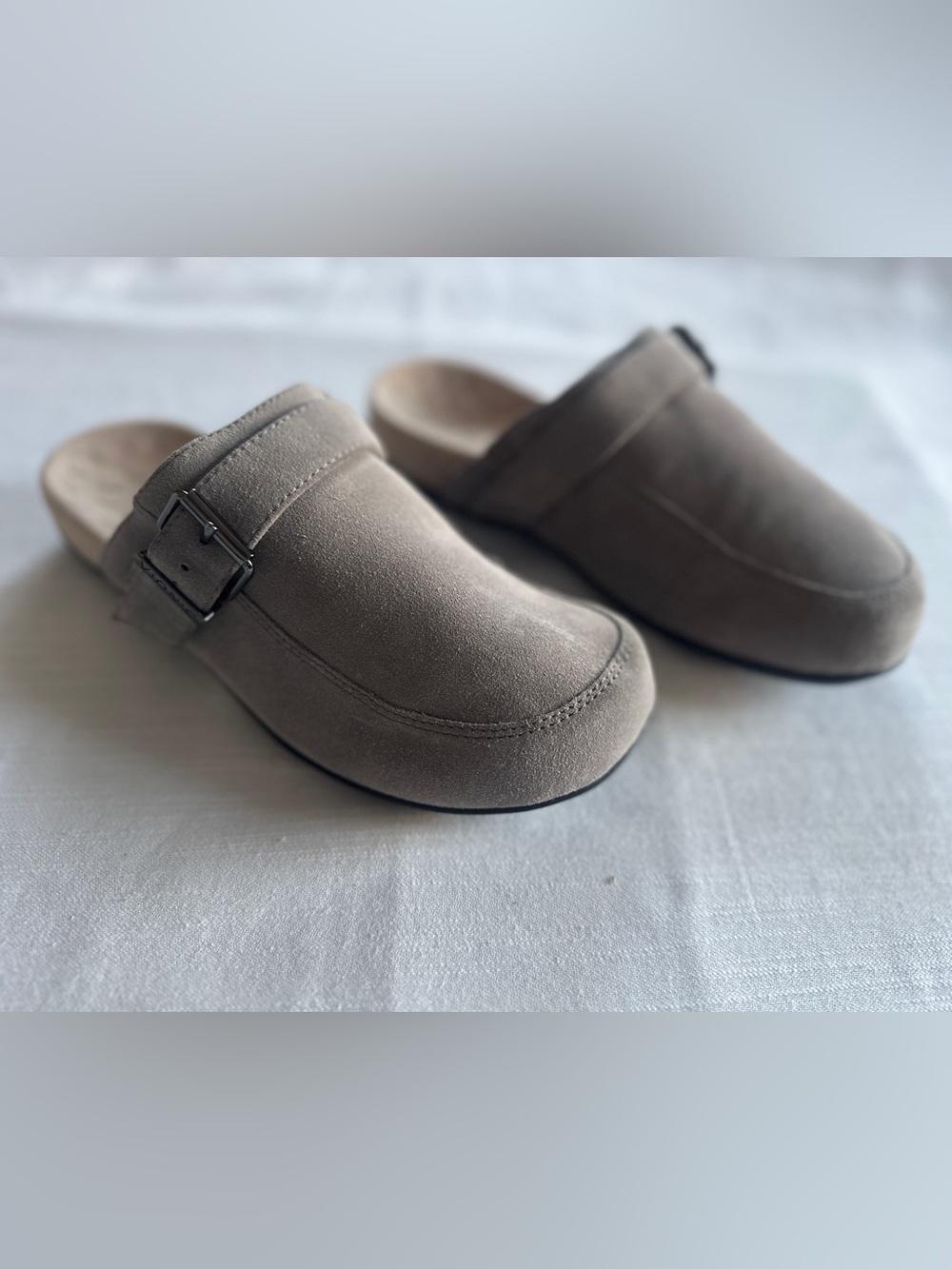 Vionic Tanya Suede Orthotic Slip On Mules Gray | 8 NWOB